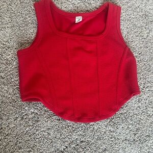 Red corset like tank top